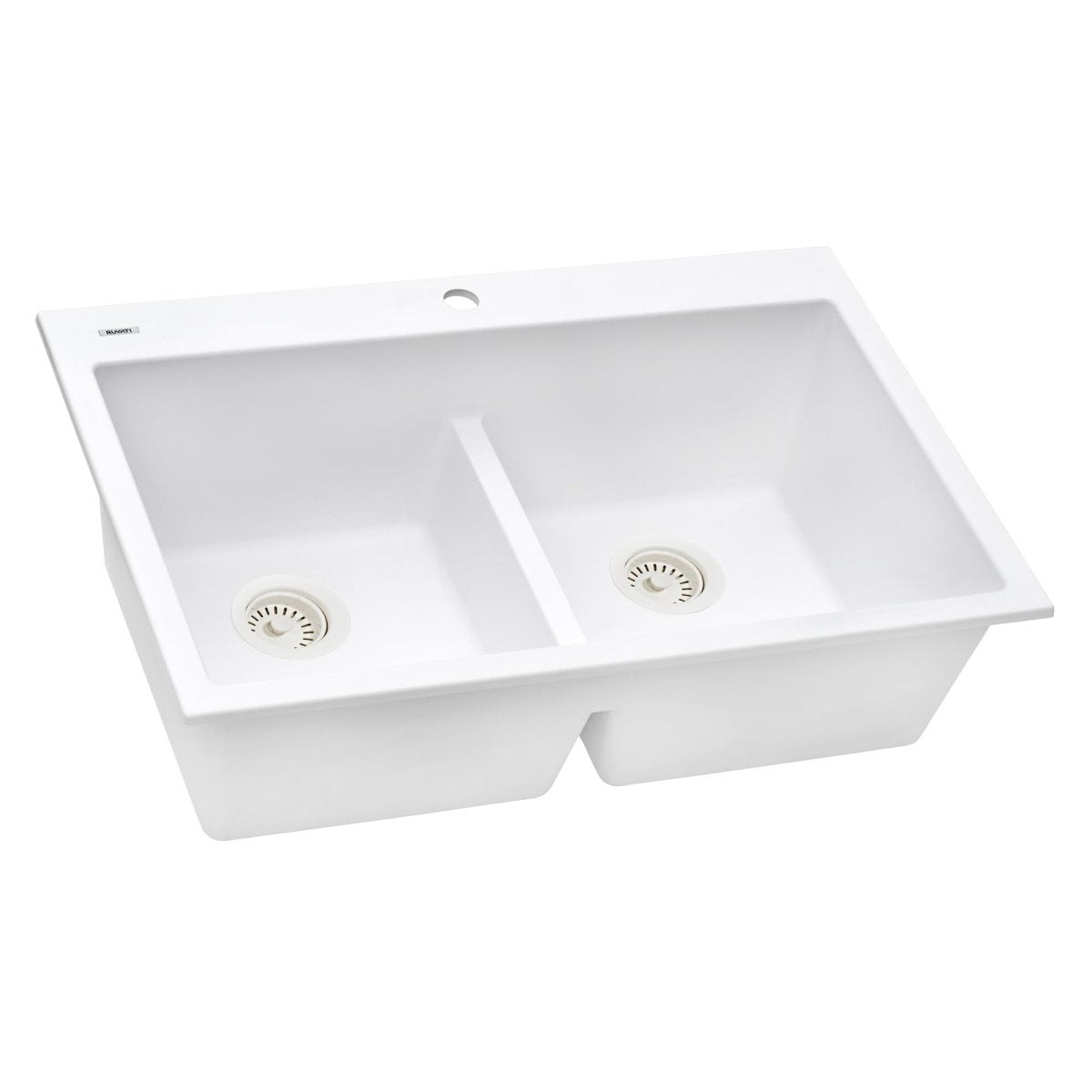 33 x 22 inch Drop - in TopMount Granite Composite Double Bowl Low Divide Kitchen Sink - BUILDMYPLACE