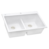 33 x 22 inch Drop - in TopMount Granite Composite Double Bowl Low Divide Kitchen Sink - BUILDMYPLACE