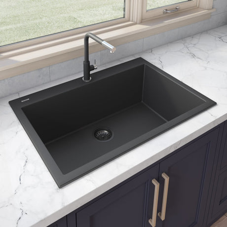 33 x 22 inch Drop - in Topmount Granite Composite Single Bowl Sink - BUILDMYPLACE