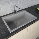 33 x 22 inch Drop - in Topmount Granite Composite Single Bowl Sink - BUILDMYPLACE