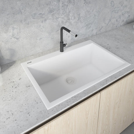 33 x 22 inch Drop - in Topmount Granite Composite Single Bowl Sink - BUILDMYPLACE