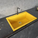 33 x 22 inch Drop - in Topmount Granite Composite Single Bowl Sink - BUILDMYPLACE