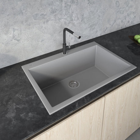 33 x 22 inch Drop - in Topmount Granite Composite Single Bowl Sink - BUILDMYPLACE