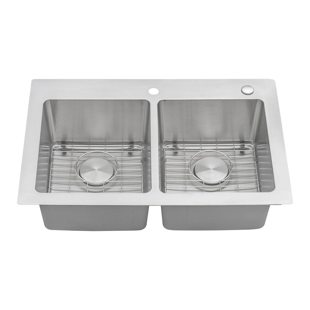 33 x 22 inch Drop - in Topmount Kitchen Sink 16 Gauge Stainless Steel Double Bowl - BUILDMYPLACE