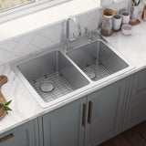 33 x 22 inch Drop - in Topmount Kitchen Sink 16 Gauge Stainless Steel Double Bowl - BUILDMYPLACE