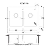 33 x 22 inch Drop - in Topmount Kitchen Sink 16 Gauge Stainless Steel Double Bowl - BUILDMYPLACE