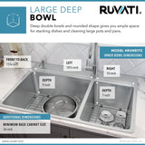 33 x 22 inch Drop - in Topmount Kitchen Sink 16 Gauge Stainless Steel Double Bowl - BUILDMYPLACE