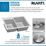 33 x 22 inch Drop - in Topmount Kitchen Sink 16 Gauge Stainless Steel Double Bowl - BUILDMYPLACE