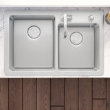 33 x 22 inch Drop - in Topmount Kitchen Sink 16 Gauge Stainless Steel Double Bowl - BUILDMYPLACE