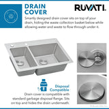 33 x 22 inch Drop - in Topmount Kitchen Sink 16 Gauge Stainless Steel Double Bowl - BUILDMYPLACE