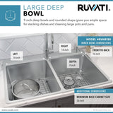 33 x 22 inch Drop - in Topmount Kitchen Sink 16 Gauge Stainless Steel Double Bowl - BUILDMYPLACE