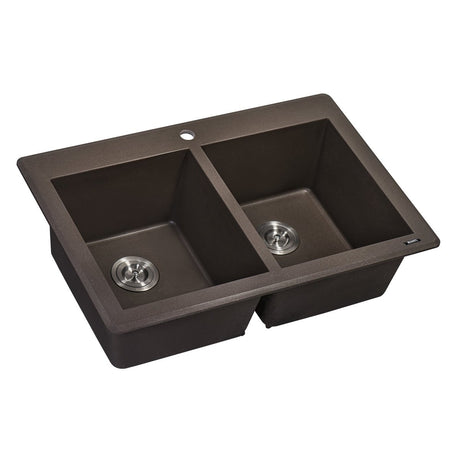 33 x 22 inch Dual - Mount Granite Composite Double Bowl - BUILDMYPLACE