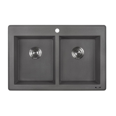 33 x 22 inch Dual - Mount Granite Composite Double Bowl - BUILDMYPLACE