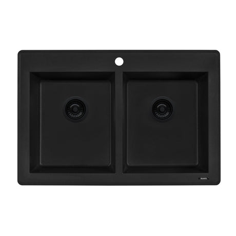 33 x 22 inch Dual - Mount Granite Composite Double Bowl - BUILDMYPLACE