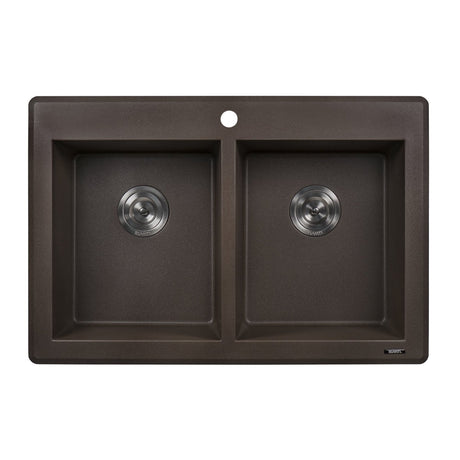 33 x 22 inch Dual - Mount Granite Composite Double Bowl - BUILDMYPLACE