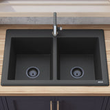 33 x 22 inch Dual - Mount Granite Composite Double Bowl - BUILDMYPLACE