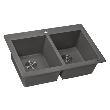 33 x 22 inch Dual - Mount Granite Composite Double Bowl - BUILDMYPLACE