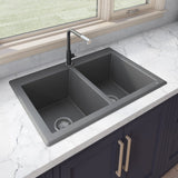 33 x 22 inch Dual - Mount Granite Composite Double Bowl - BUILDMYPLACE