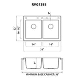 33 x 22 inch Dual - Mount Granite Composite Double Bowl - BUILDMYPLACE