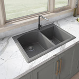 33 x 22 inch Dual - Mount Granite Composite Double Bowl Kitchen Sink - BUILDMYPLACE