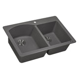 33 x 22 inch Dual - Mount Granite Composite Double Bowl Kitchen Sink - BUILDMYPLACE