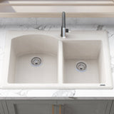 33 x 22 inch Dual - Mount Granite Composite Double Bowl Kitchen Sink - BUILDMYPLACE