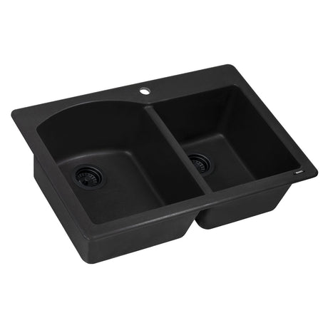 33 x 22 inch Dual - Mount Granite Composite Double Bowl Kitchen Sink - BUILDMYPLACE