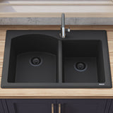 33 x 22 inch Dual - Mount Granite Composite Double Bowl Kitchen Sink - BUILDMYPLACE