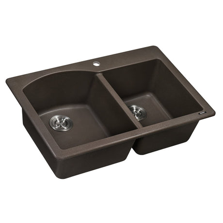 33 x 22 inch Dual - Mount Granite Composite Double Bowl Kitchen Sink - BUILDMYPLACE