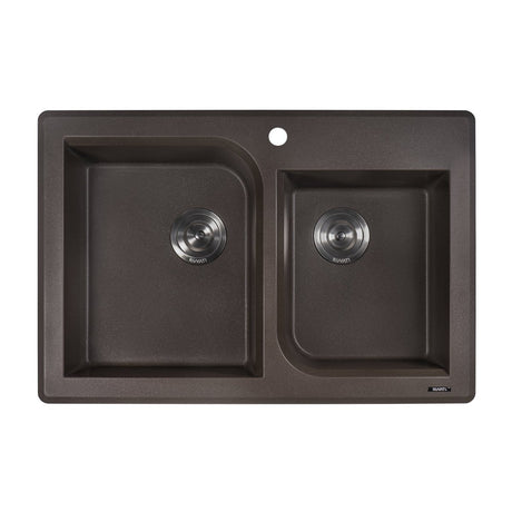 33 x 22 inch Dual - Mount Granite Double Bowl Composite Sink - BUILDMYPLACE