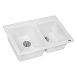 33 x 22 inch Dual - Mount Granite Double Bowl Composite Sink - BUILDMYPLACE