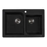 33 x 22 inch Dual - Mount Granite Double Bowl Composite Sink - BUILDMYPLACE