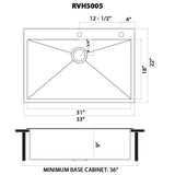 33 x 22 inch Stainless Steel Drop - in Topmount Kitchen Sink 16 Gauge Single Bowl - BUILDMYPLACE