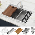 33 x 22 inch Workstation Ledge Drop - in Tight Radius 16 Gauge Stainless Steel Kitchen Sink Single Bowl - BUILDMYPLACE