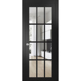 Solid Interior French | Felicia 3355 Matte Black with Clear Glass | Single Regular Panel Frame Trims Handle | Bathroom Bedroom Sturdy Doors