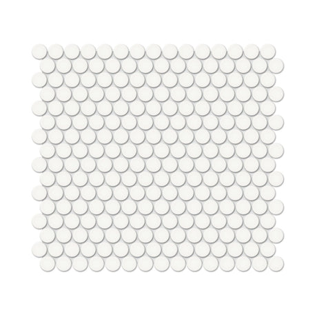 3/4 In Penny Round Soho Canvas White Matte Glazed Porcelain Mosaic - BUILDMYPLACE