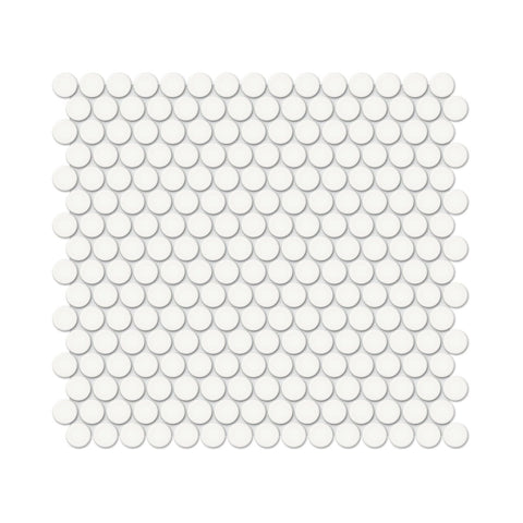 3/4 In Penny Round Soho Canvas White Matte Glazed Porcelain Mosaic