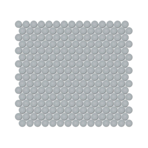 3/4 In Penny Round Soho Cloud Blue Glossy Glazed Porcelain Mosaic
