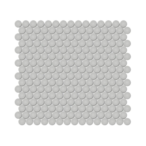 3/4 In Penny Round Soho Loft Grey Matte Glazed Porcelain Mosaic