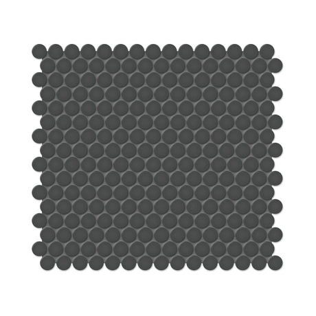 3/4 In Penny Round Soho Retro Black Matte Glazed Porcelain Mosaic - BUILDMYPLACE