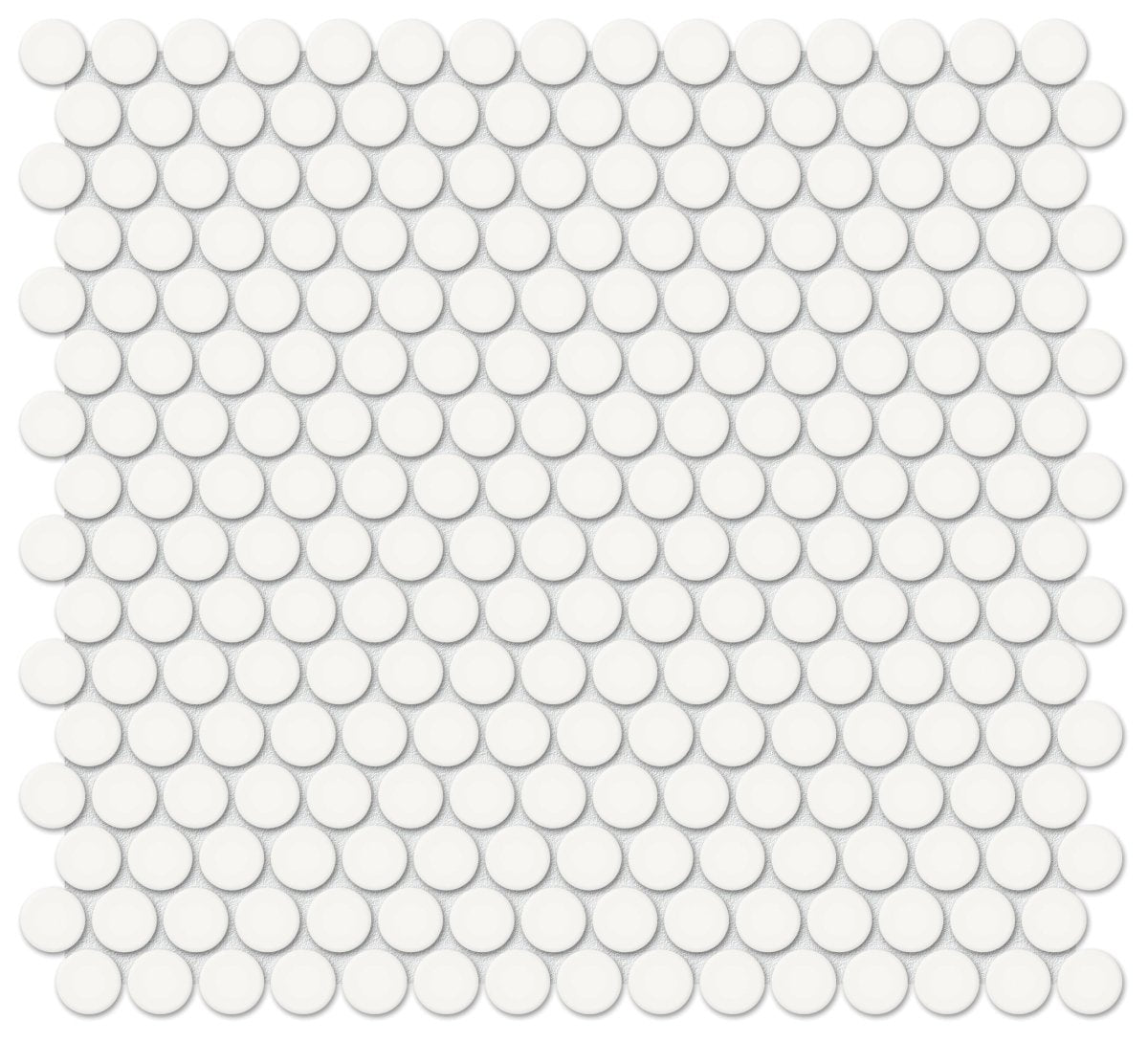 3/4 in. Soho Canvas White Penny Round Glossy Glazed Porcelain Mosaic - BUILDMYPLACE