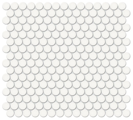 3/4 in. Soho Canvas White Penny Round Glossy Glazed Porcelain Mosaic - BUILDMYPLACE