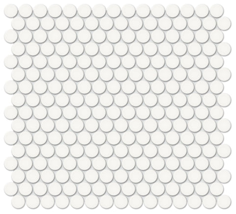3/4 in. Soho Canvas White Penny Round Glossy Glazed Porcelain Mosaic
