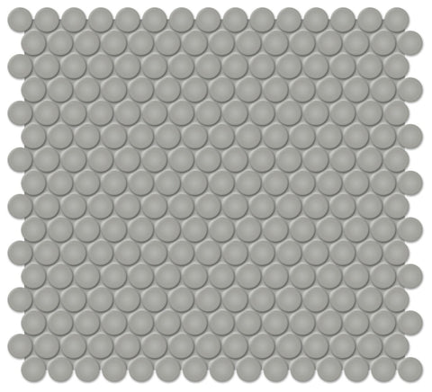 3/4 in. Soho Cement Chic Penny Round Matte Glazed Porcelain Mosaic