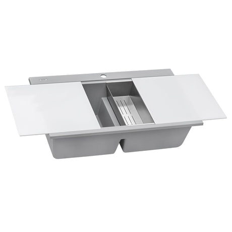 34 inch Topmount Workstation Ledge Granite Composite Kitchen Sink - BUILDMYPLACE