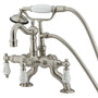 3.4" To 10" Adjustable Spread Deck Mount Vintage Leg Tub Filler W/ Handle Shower - BUILDMYPLACE