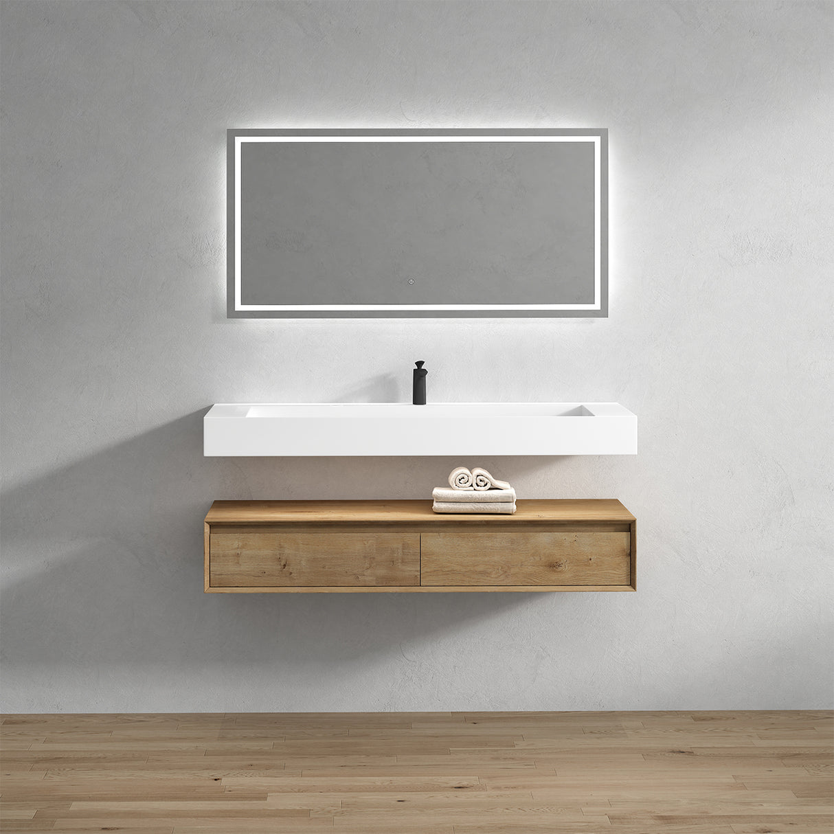 Alysa 60" Floating Bathroom Vanity Set with FLX16 Acrylic Single Sink Top