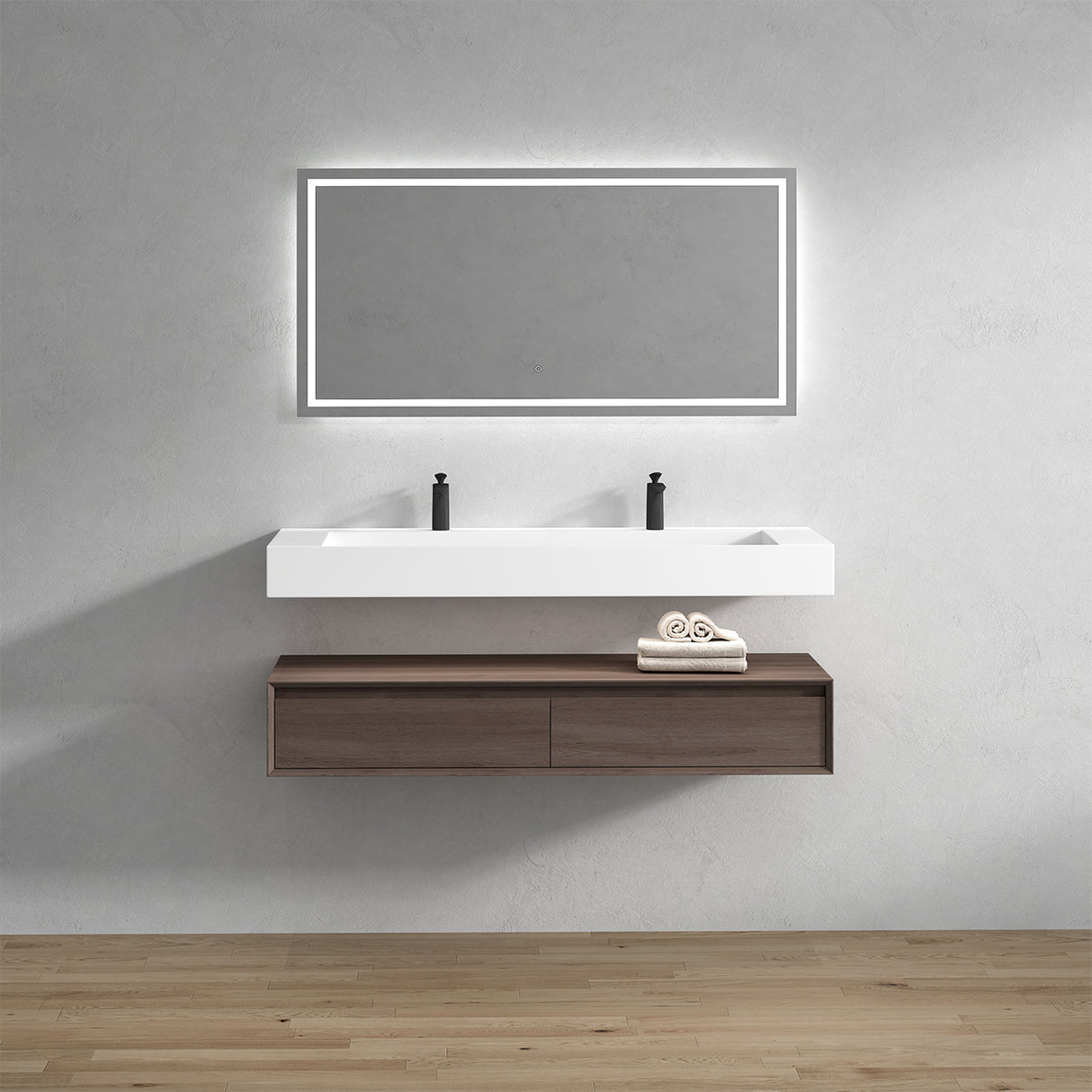 Alysa 60" Floating Bathroom Vanity Set with FLX16 Acrylic Sink/Double Faucet Hole