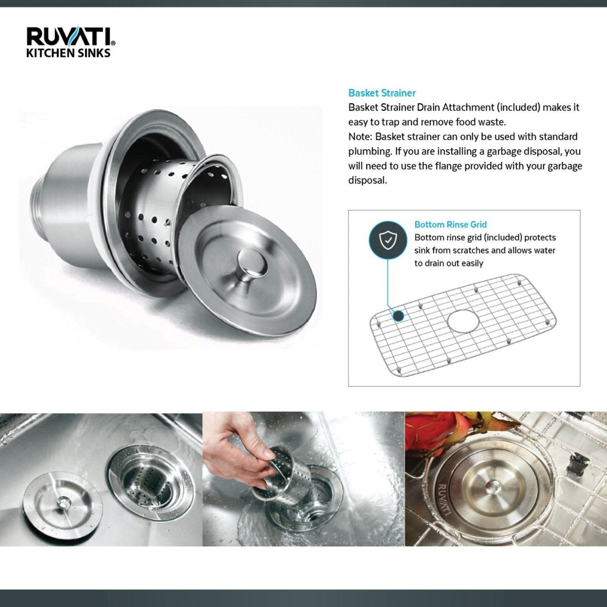 35" Triple Bowl Undermount 16 Gauge Stainless Steel Kitchen Sink - RVH8500 - BUILDMYPLACE