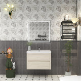 Louis 30 In. Floating Single Sink Bathroom Vanity Cabinet with Acrylic Sink Top & Soft Closing Drawers